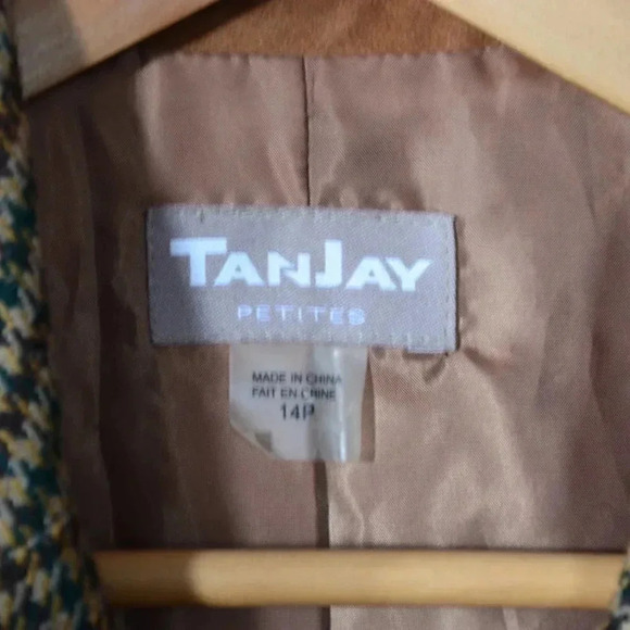 Vtg TAN  JAY Houndstooth Blazer - Picture 3 of 9